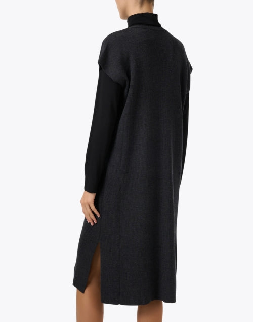 Stylish Charcoal Grey Merino Wool Shift Dress for Women