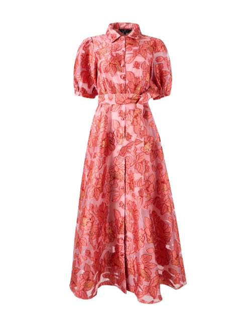 Charming Charlotte Pink Floral Jacquard Fit-and-Flare Dress