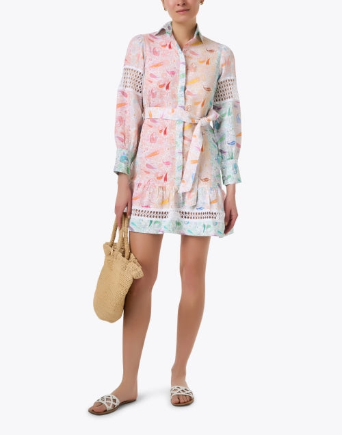 Leo Linen Shirt Dress with Multicolor Paisley Print