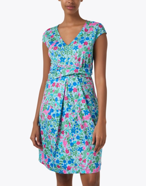 Stylish Vicino Blue Multi - floral Cotton Women's Dress for Various Occasions