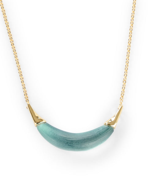 Stylish 14k Gold - Plated Blue Lucite Crescent - Shaped Necklace