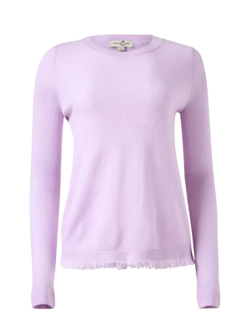 Spring and Summer Lilac Cashmere Knit Crew Neck Fringe Sweater