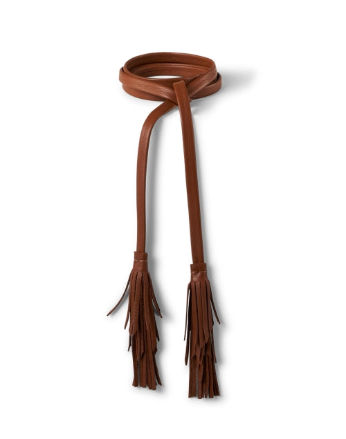 Gatsby Style Brandy-Colored Leather Skinny Wrap Belt for Bohemian Fashion