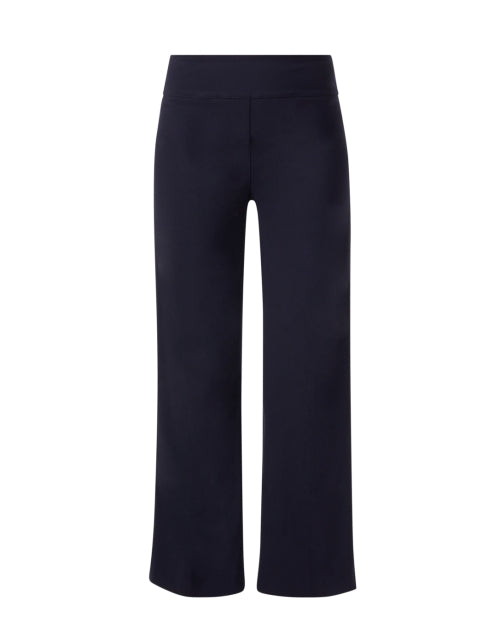 Navy Blue Stretchable Wide-Leg Pull-On Women's Trousers