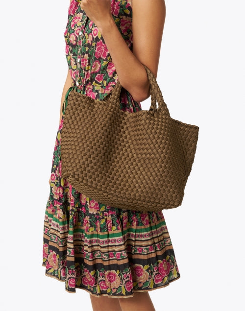 Medium Mink Brown Woven St. Barths Handbag for Effortless Style