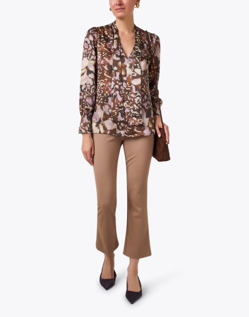 Francis Lightweight Multi - Print V - Neck Tie Blouse with Balloon Sleeves
