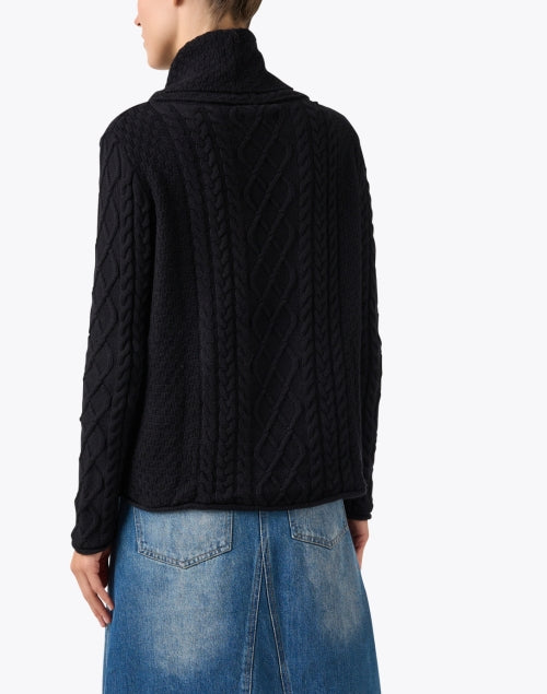 Stylish Geneva Black Cotton-Cashmere Blend Turtleneck Sweater