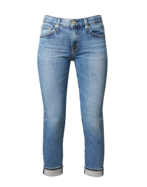 Stylish Stretch Blue Relaxed-Fit Cropped Boyfriend Jeans