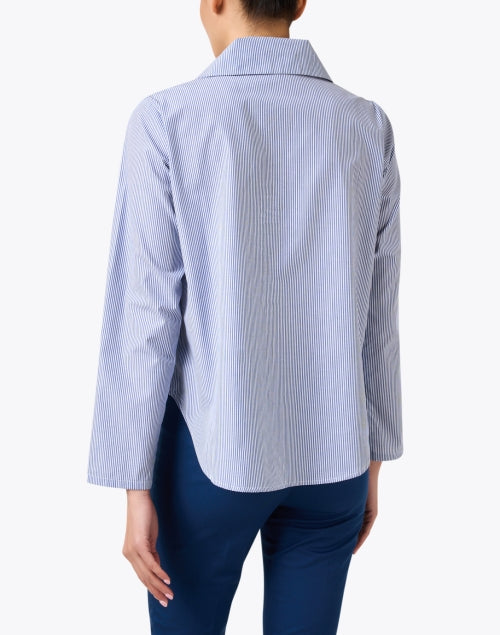Stylish Blue and White Striped 100% Cotton Poplin Shirt with Signature Spread Collar