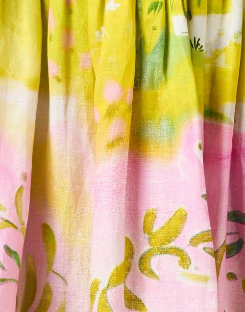 Stylish Fallon Skirt with Pink and Green Print in Linen Blend