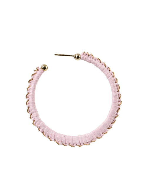 Gas Bijoux Fashionable Belo Pink Raffia Embellished Hoop Earrings for Women