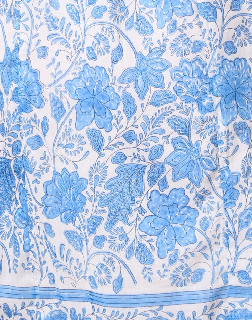 Bell's Millie Women's Blue Floral Print Cotton Silk Blend Casual Dress