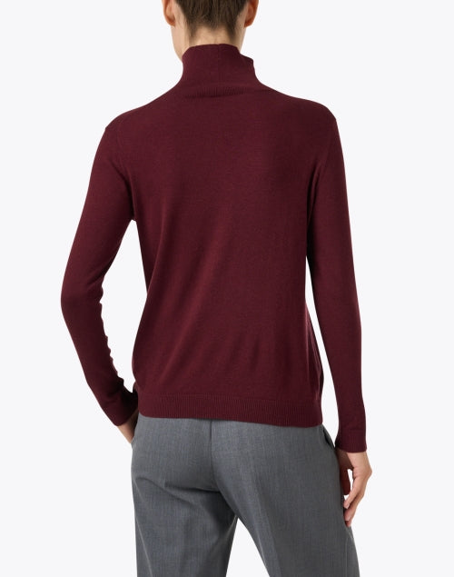 Kiku Brand Burgundy Color Silk-Wool Blend Knit Turtleneck Top for Women