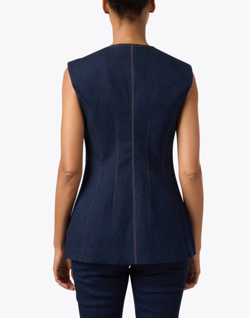 Veronica Beard Navy Sleeveless Button-Front Vest Top for Women's Weekday Wear