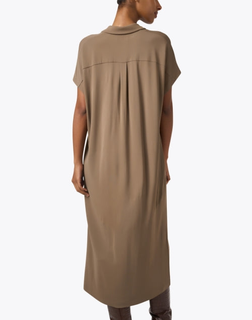 Stylish Taupe Relaxed-Fit Shirt Dress for Versatile Wear