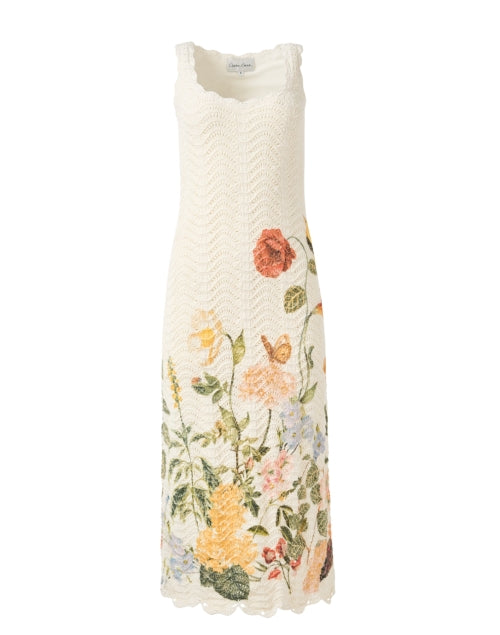 Exquisite Orel White Cotton Crochet Dress with Floral Hem Design