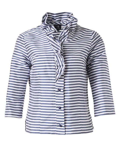 Stylish Celine Navy and White Striped Women's Blouse Shirt