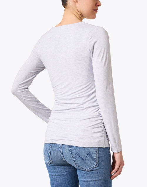 Stylish Grey Ruched Jersey Casual Top for a Weekend Look