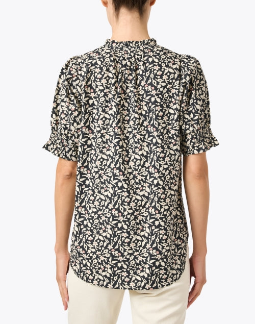 Stylish Los Altos Cotton Top with Black and Cream Print