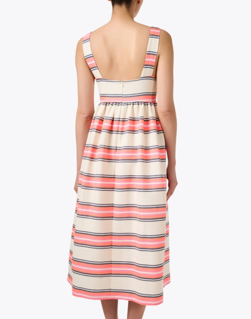 Dominique Women's Multi - Striped Comfortable Cotton Blend A - Line Dress