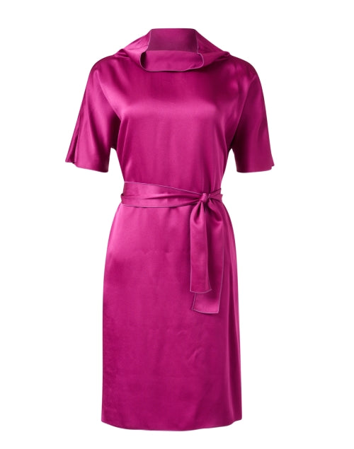 Elegant Fuchsia Satin Women's Shift Dress