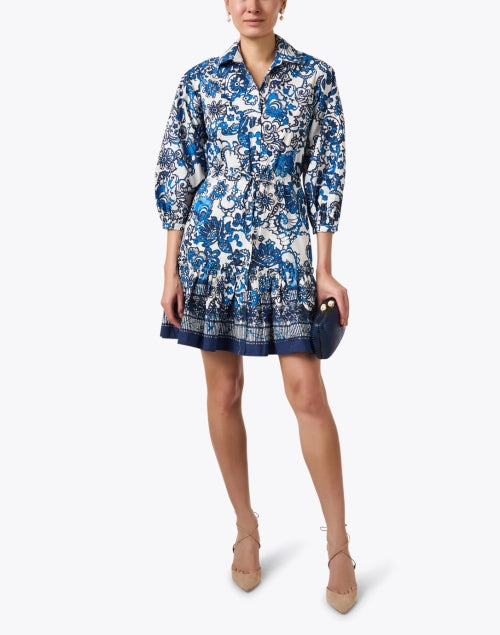 Stylish Robin Blue Floral Printed Women's Cotton Dress for Elegant Outings
