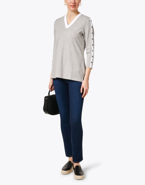 Stylish Grey and White Cotton Women's Top for Everyday Wear