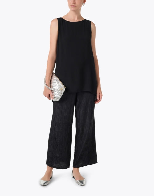 Black Relaxed-Fit Silk Jacquard Wide Leg Pants for All-Day Comfort