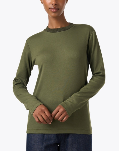Fabiana Filippi's Stylish Loden Green Premium Stretch Cotton Blend Knit Top