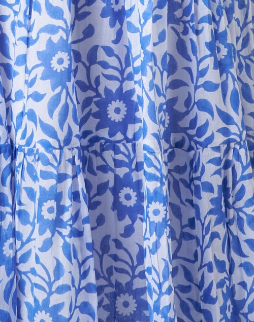Stylish Jakarta Blue and White Cotton Women's Maxi Dress