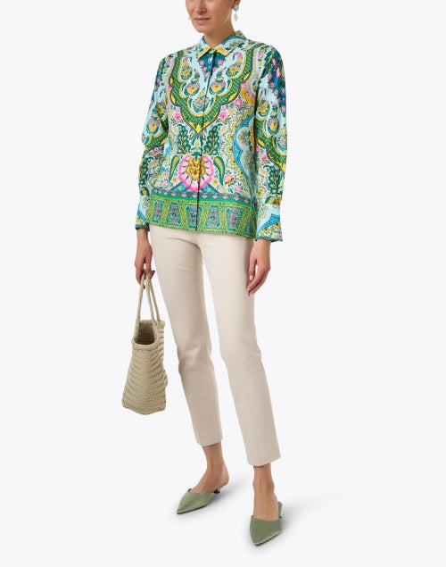 Via Masini 80 Panna Ivory Stylish Straight-Leg Trousers