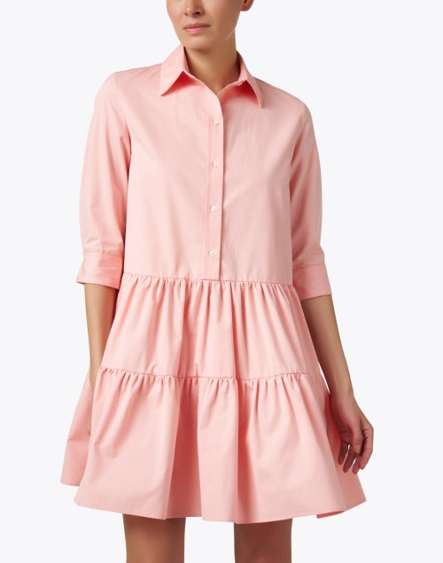 Fabulous Pink 100% Cotton Tiered Mini Shirt Dress