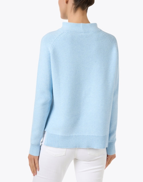 Stylish Surf Blue Cotton Sweater with Garter Stitch Design