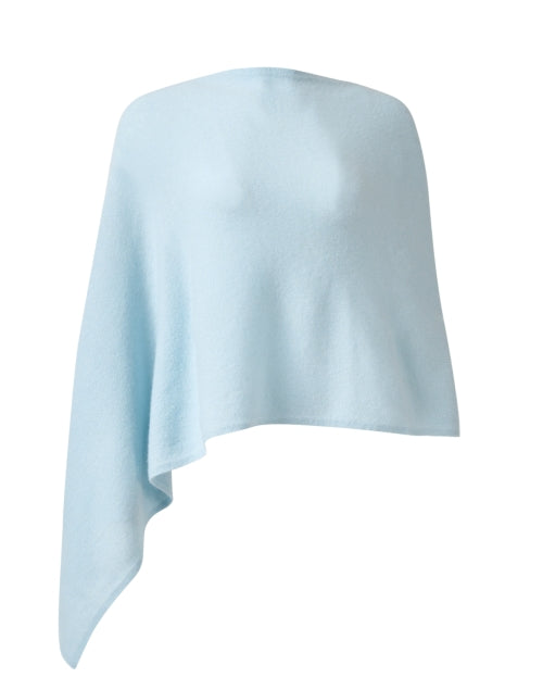 Gorgeous Crystal Blue Cashmere Ruana Poncho for Cool Weather
