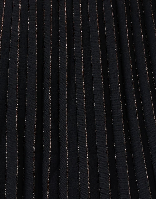 Stylish Black and Golden Metallic Stretchable Wool Blend Pleated A-Line Skirt for Women