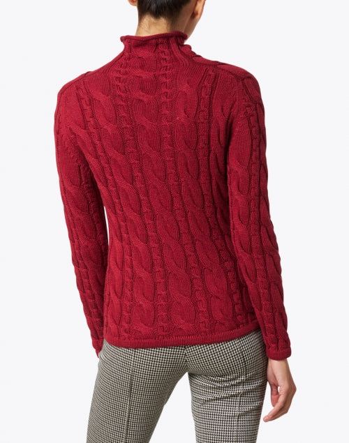Russet Red Cotton Cable-Knit Men's Sweater for Casual Wear