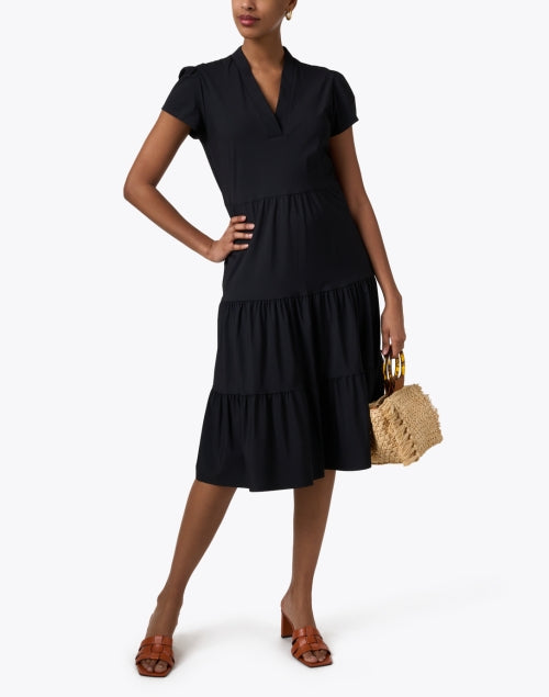 Stylish Libby Black Tiered Midi Dress for Effortless Fashion