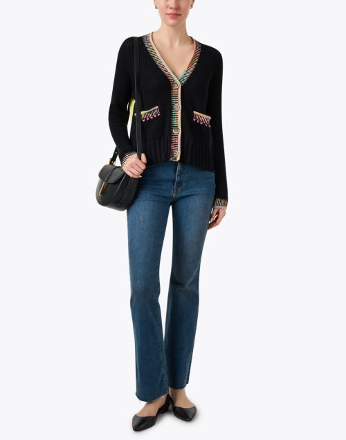 Stylish Black Multi - Stitch Women's Knit Cardigan for Layering