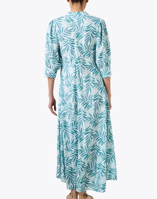 Walker & Wade's Effortless Turquoise Palm Print Elbow-Sleeve Maxi Dress