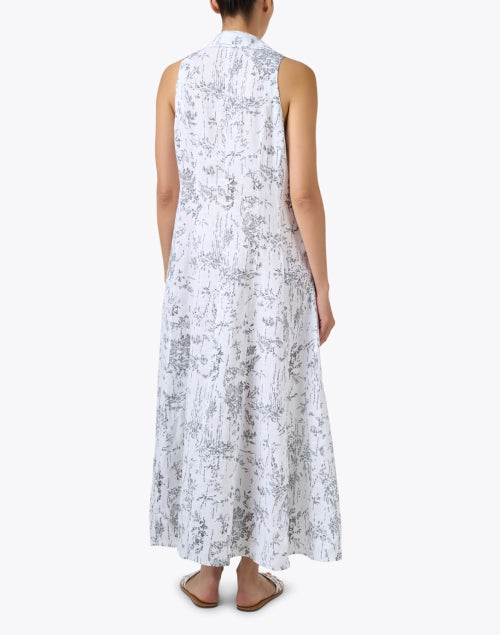 Stylish Black and White Patterned Women's Linen Summer Dress