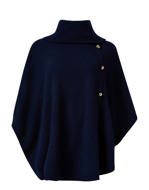 Navy Blue Cashmere Poncho by Cortland Park - Saratoga Style