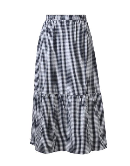 Effortlessly Chic Navy and White Checked Laila Midi Skirt