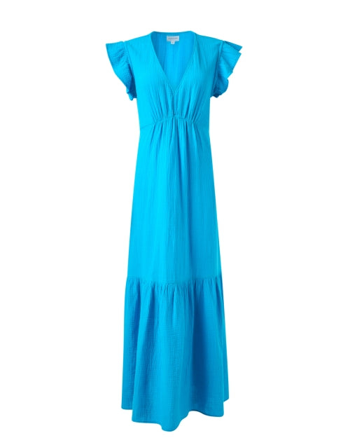 Gorgeous Ruby Aqua Blue Women's Cotton Gauze Maxi Dress for Warm Weather