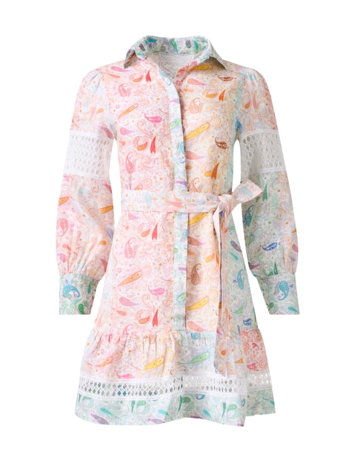 Leo Linen Shirt Dress with Multicolor Paisley Print