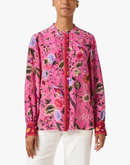 Stylish Fionna Blouse in Pink Silk with Print