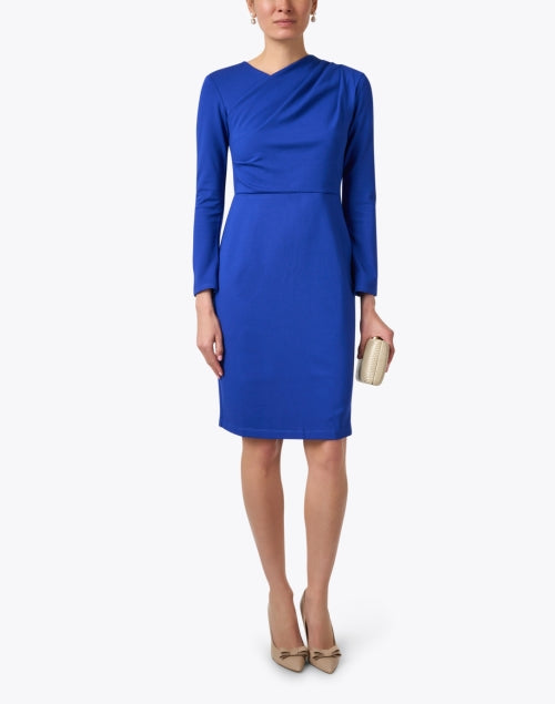 Chloe Kristyn's Elegant Bianca Blue Ponte Knit Women's Dress for Any Event