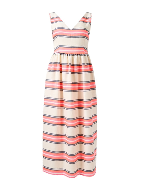 Dominique Women's Multi - Striped Comfortable Cotton Blend A - Line Dress