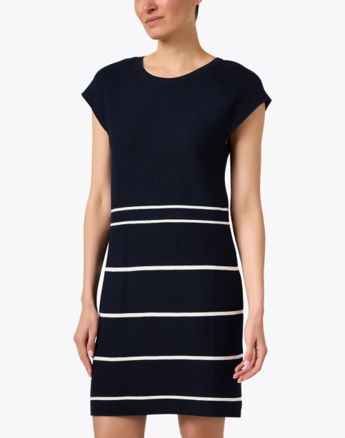 Navy Striped Mini Shift Cotton Women's Dress by Costa
