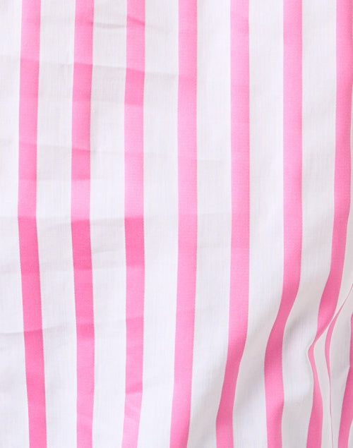 Pink and White Striped Women's Cotton Dress Shirt