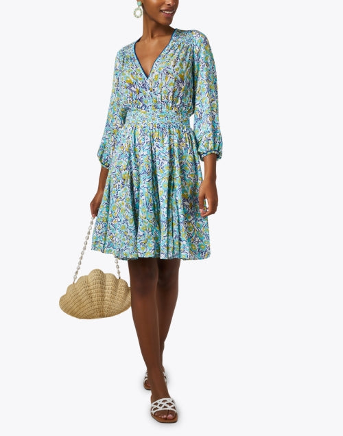 Stunning Turquoise Floral Print Anabelle Dress for Daytime